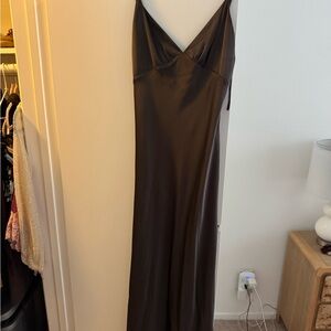 Elegant Brown Satin Wedding Dress